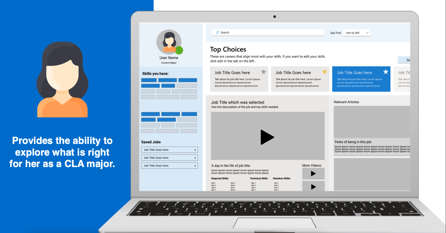 Microsoft Teams career-development concept with skills, saved jobs, and career exploration resources